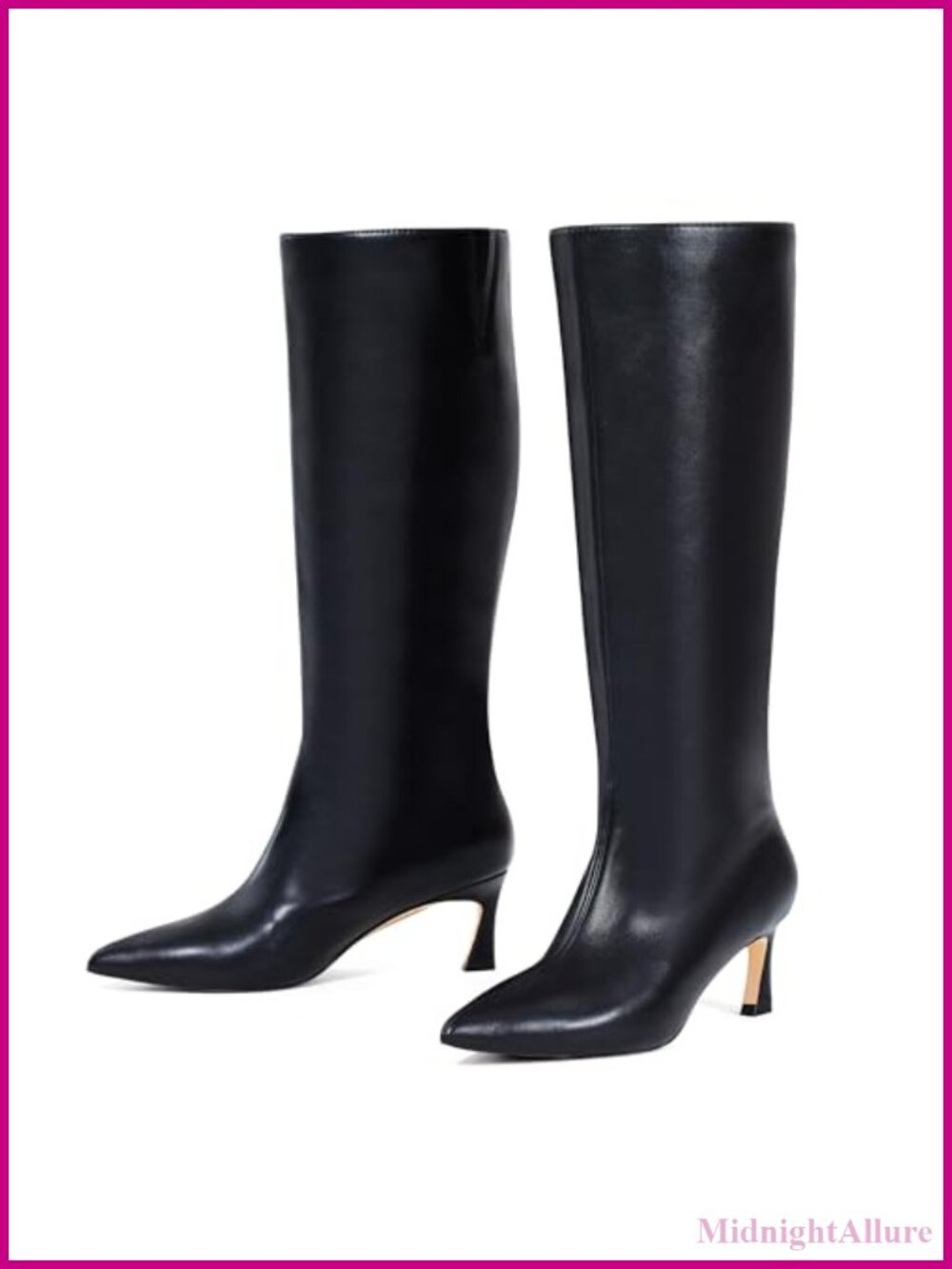 Women's Knee High Boots 2.3 Inch Kitten Heel Pointed Toe Pull-On